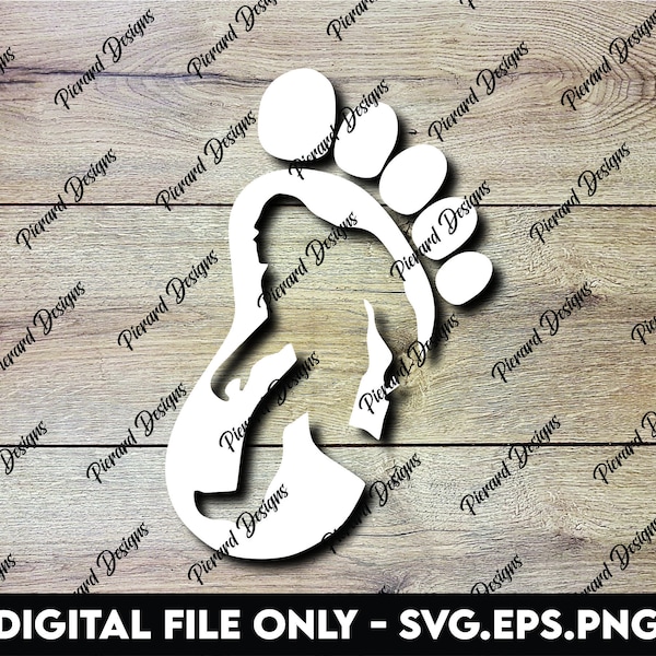 Bigfoot Sasquatch Silhouette in Foot Print - SVG, PNG, EPS Digital Files