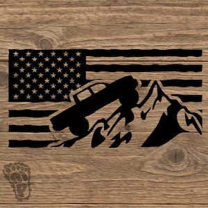 Tacoma 4 Door Mountain Flag Decal | 3rd Gen Toyota Truck Vinyl Sticker