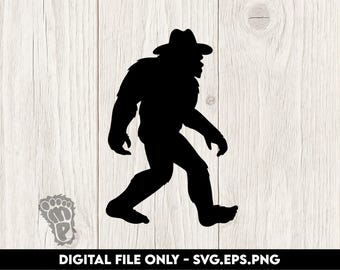 Bigfoot Cowboy Hat | Sasquatch Western Silhouette - SVG, PNG, EPS Digital Files