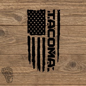Tacoma Tattered American Flag Decal: Vertical Truck Patriotism