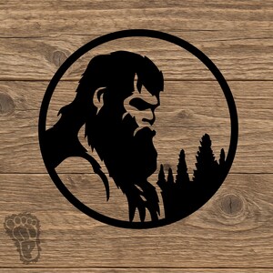 Bigfoot Face Circle Badge Decal: Embrace the Mystery!