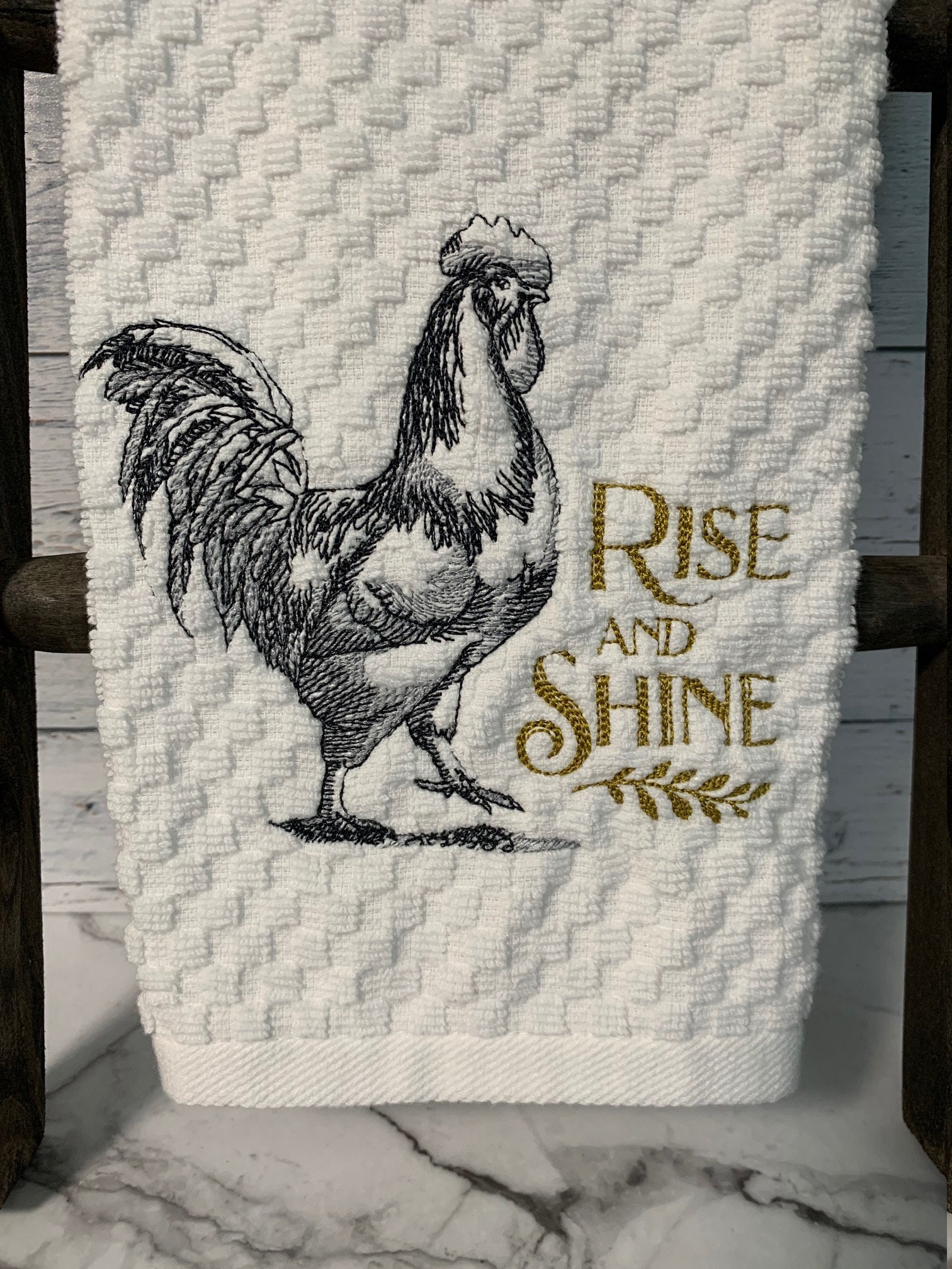 Rise N Shine Rooster Woven Cotton Country Kitchen Towel 2 Set of Rise N Shine Rooster Woven Cotton Country Kitchen Towel 2 Set of
