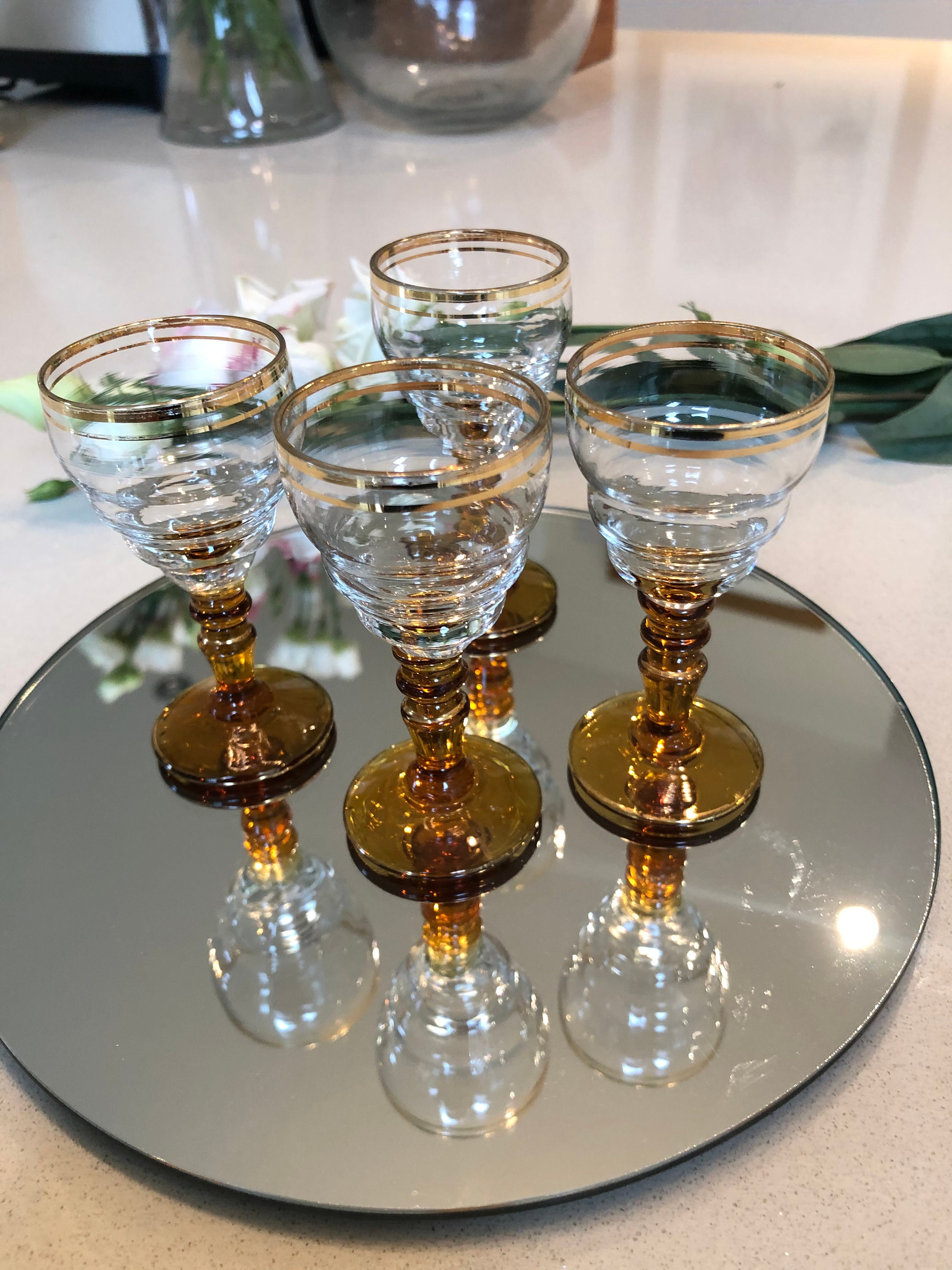 Very pretty vintage liqueur glasses x4 Etsy