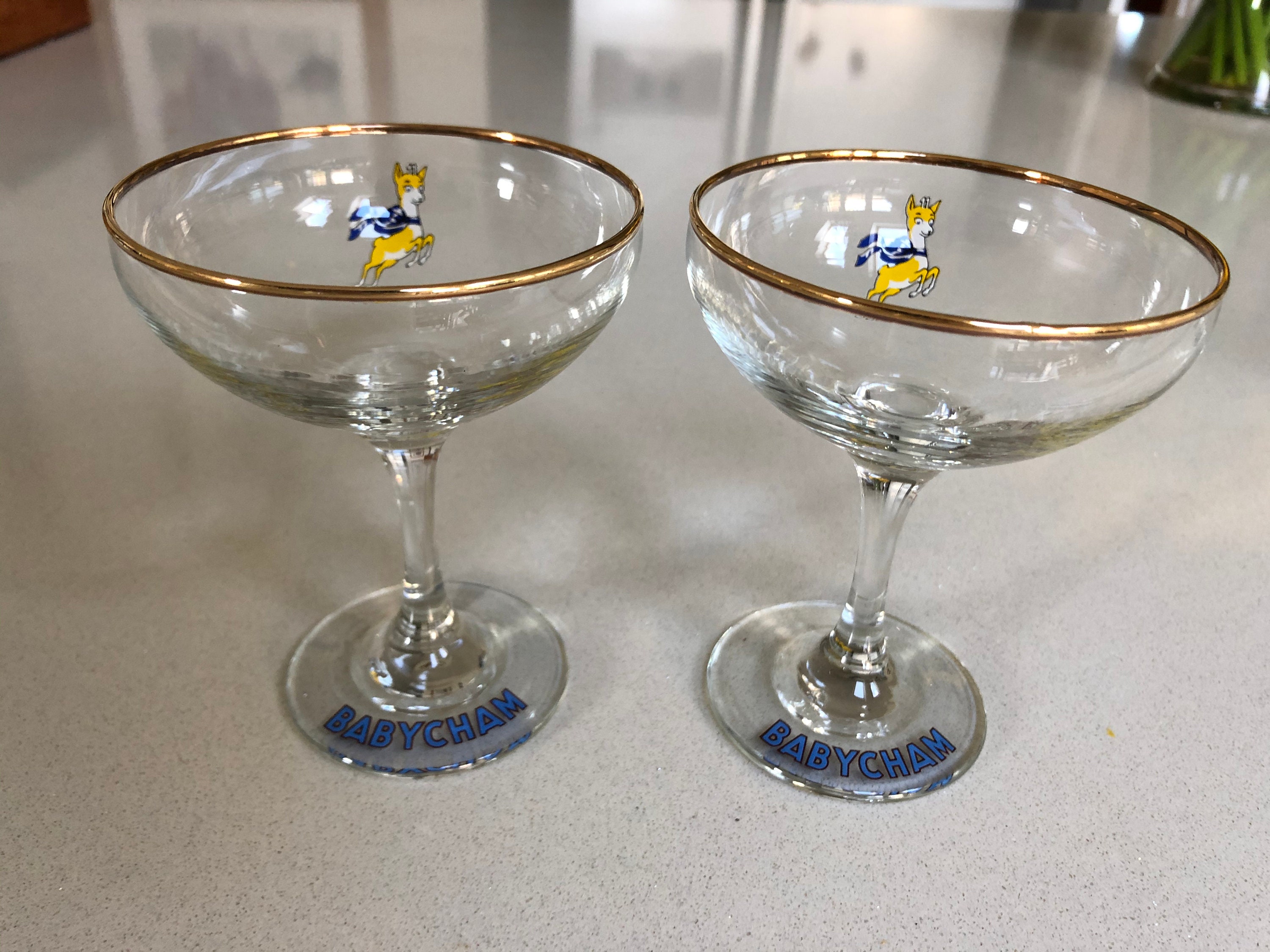 Set of 4 vintage 1970s Babycham glasses in A1 unused condition Etsy
