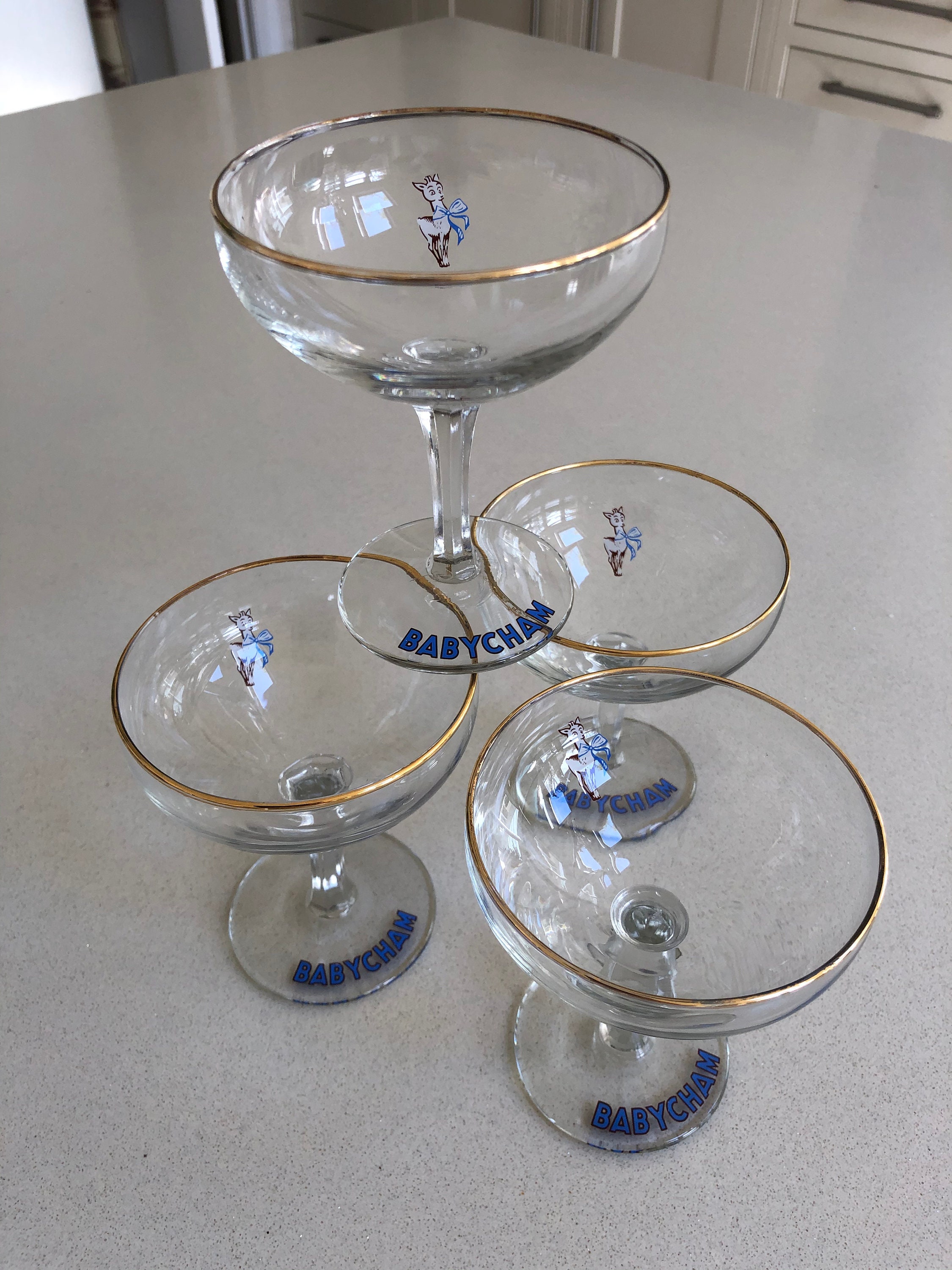Set of 4 1950s Babycham glasses Etsy