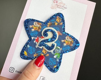 paw patrol birthday badge, blue birthday badges
