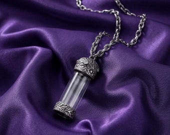 1928 Jewelry Glass Vial Crystal Screw Cap Necklace 30 Inches