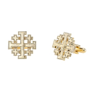 Men&#39;s Gold Jerusalem Cross Cufflinks
