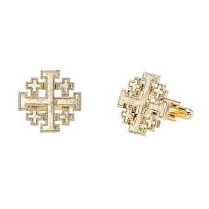 Men's Gold Jerusalem Cross Cufflinks