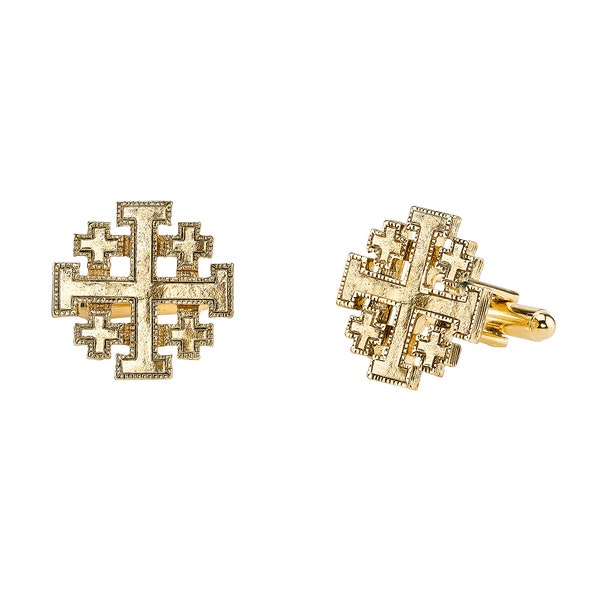 Men's Gold Jerusalem Cross Cufflinks