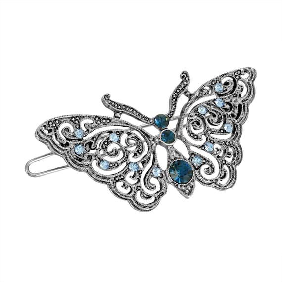 1928 Jewelry Blue Crystal Butterfly Tige Boule Hai