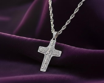 Pope Francis Pastoral Cross Necklace: Good Shepherd Relief Pendant (26 Inch)