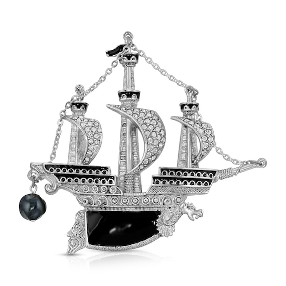 Antiquities Couture Black Enamel European Crystal… - image 1