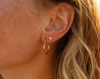 Dainty Gold Filled Heart Stud Earrings