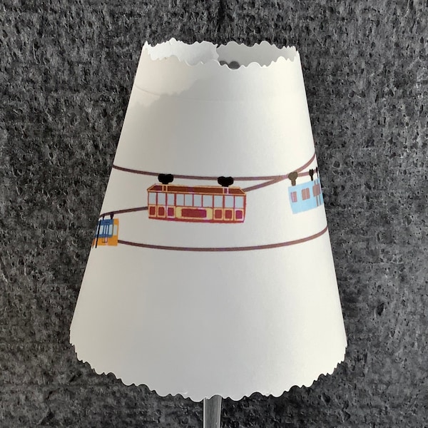 Set - 2 x Lampenschirme für Weingläser, Schwebebahn Motiv, Durchmesser bis zu 8 cm