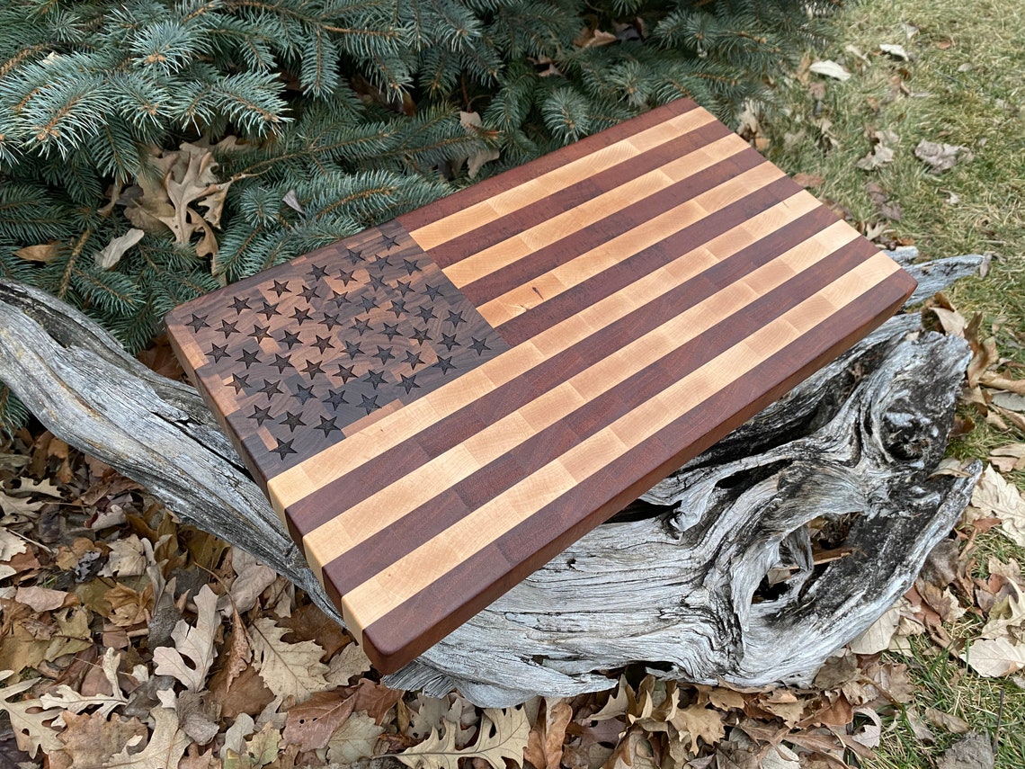 End Grain American Flag Charcuterie/Cutting Board Etsy