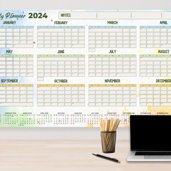 2024 Yearly Wall Planner Etsy UK