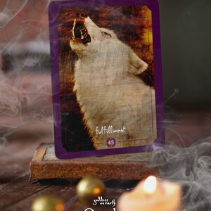The 45 card oracle deck includes 5 creature cards. This card is the White Wolf.