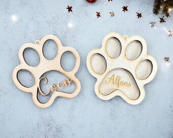 Dog paw personalized from wood / gift for dog owners / Christmas tree decoration for four-legged friends / Christmas gift for dog owners / Paw with name