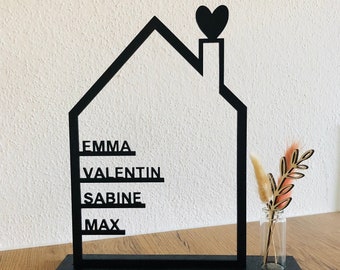 House with name made of wood / personalized wooden house / housewarming gift / Christmas gift family / housewarming gift / door sign family