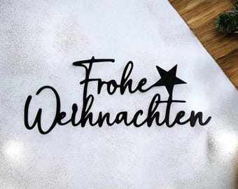 Merry Christmas lettering made of wood, Merry Christmas, Christmas decoration, star