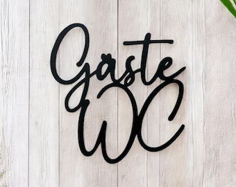 Modern guest WC door sign with mounting hardware / Toilet sign / Wooden lettering / Bathroom decor / Guest WC / Door decoration / Housewarming gift