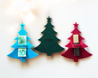 Christmas tree with name made of felt / personalized gift tag / Santa Claus gift / Christmas table decoration / cash gift / place card /