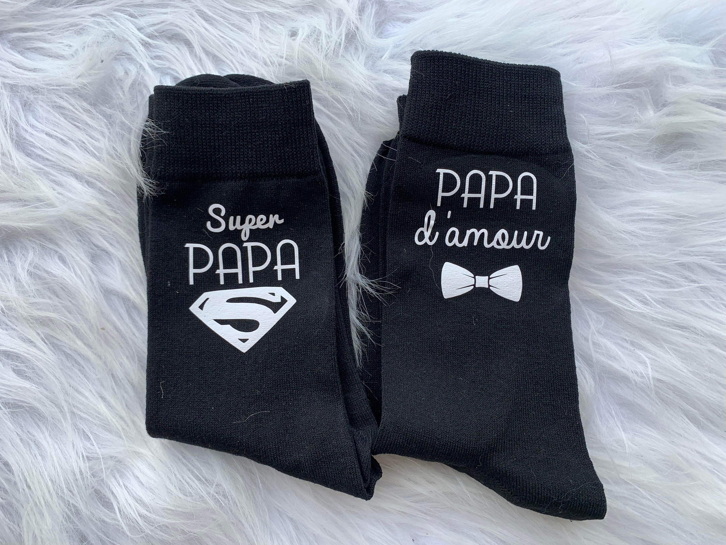 Pack Chaussettes Papi - Chaussette Personnalisée - Chaussette Super Papi