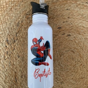 Gourde personnalisé / boîte à goûter personnalisé / ensemble maternelle école / Spiderman Gourde Paille