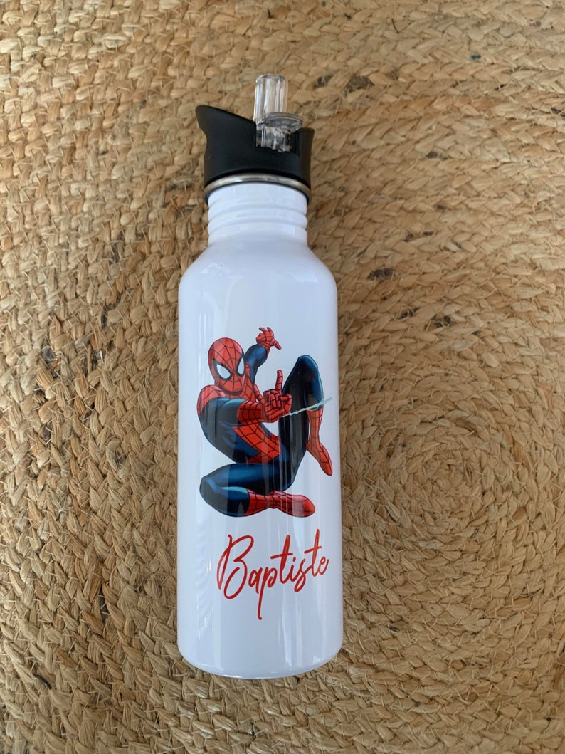 Gourde personnalisé / boîte à goûter personnalisé / ensemble maternelle école / Spiderman Gourde Paille