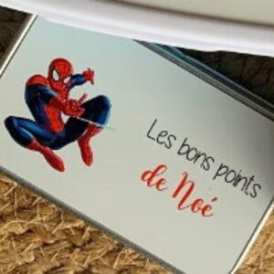 Gourde personnalisé / boîte à goûter personnalisé / ensemble maternelle école / Spiderman Boite à bons points