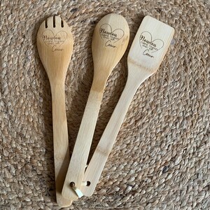 Set of 2 wooden nanny spoons/personalized nanny gift/nanny kitchen gift/nanny day gift/assmat day gift/kitchen