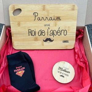 Box parrain personnalisé / cadeau parrain personnalisé/ planche apéro parrain / parrain personnalisé/ cadeau anniversaire parrain