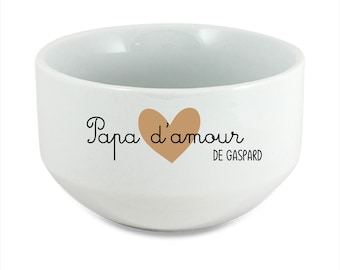 Personalized "Dad's Love" Bowl 600ml – Father's Day Gift with Child's Name – Heart-Shaped Dad Bowl – Original and Useful Gift for Dad