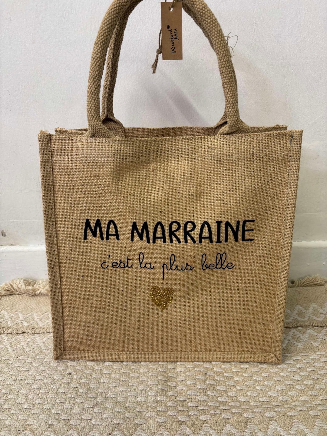 Jenich Cadeau Marraine Sac Marraine Tote Bag Marraine Petit Bazar D'une Marraine D'amour Porte Clé Marraine Cadeau Idée Pour Femme Cadeau De Fin D'Année Noël