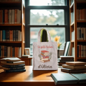 Tote bag sac enfant personnalisé pour bibliothèque /tote bag personnalisé  Livres Maternelle /sac à doudou, affaires d'école licorne allongé