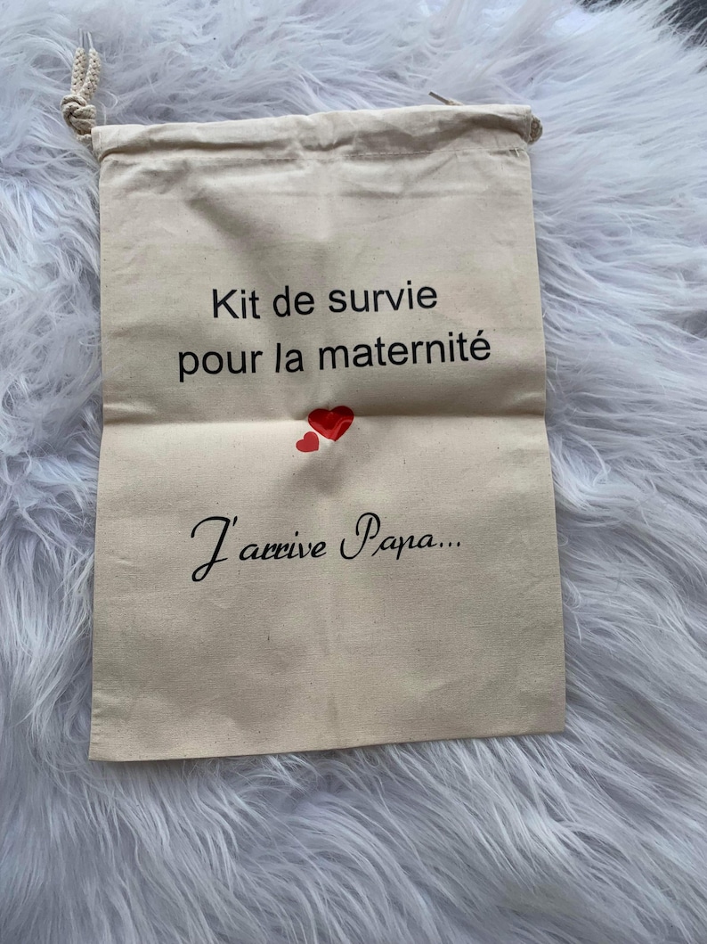 Maternity survival kit \/ babyshower gift \/ babyshower dad gift \/ future dad drawstring bag \/ personalized dad maternity kit