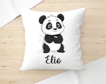 Personalized panda baby cushion with first name – Children’s room decoration – Original birth gift