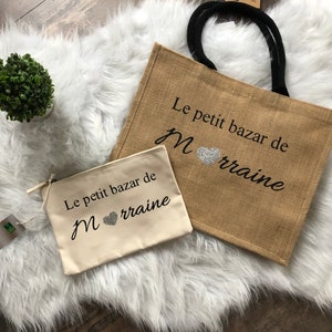 Sac pour marraine/ cadeau marraine/ personnalisé marraine/ noel marraine/ marraine personnalise/ jute marraine / fête des marraines
