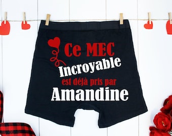 Boxer homme personnalisé / Boxer Calçons saint valentin personnalisé/ Cadeau personnalisé saint valentin intime/ Cadeau intimes couple/