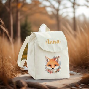 Mini sac à dos en coton organique/ sac à dos Naturel/ Rentrée scolaire / Modèle Renard