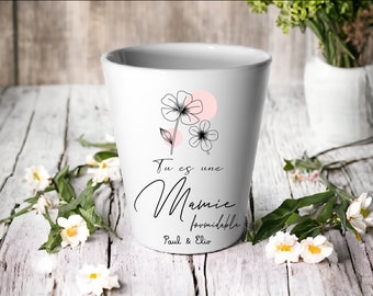 Small personalized planter – You are a wonderful grandma – Grandma gift with grandchildren’s first names – Height 10 cm