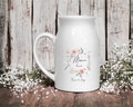 Personalized "Mamie d'amour" milk jug - 450 ml Grandma gift - Soft floral pattern - With grandchildren's first names