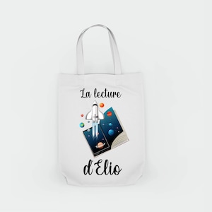 Tote bag sac enfant personnalisé pour bibliothèque /tote bag personnalisé  Livres Maternelle /sac à doudou, affaires d'école licorne allongé
