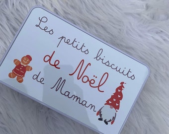 Cadeau mamie maman personnalisé/ boîte à biscuit noël personnalisé / noël personnalise/ boîte à biscuit personnalisé