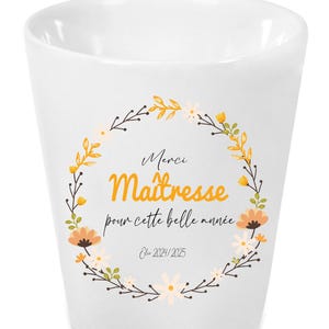 Cache-pot “Merci Maîtresse” personnalisé – Cadeau fin d’année scolaire – Pot déco pour plante ou bureau – Texte & année personnalisables