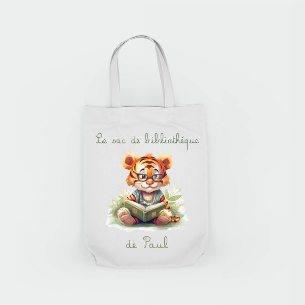 Tote bag sac enfant personnalisé pour bibliothèque /tote bag personnalisé  Livres Maternelle /sac à doudou, affaires d'école licorne allongé