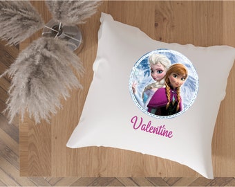 Coussin reine des neiges personnalisé/ coussin maternelle personnalisé/ cadeau elsa personnalisé / cadeau anniversaire personnalisé