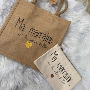 Sac en jute marraine personnalisé / pochette marraine personnalisé / cadeau marraine personnalisé / noël marraine personnalisé Bild 1