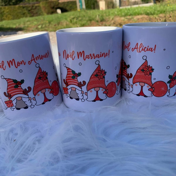 Mug noël personnalisé / cadeau noël personnalisé / cadeau marraine noël / parrain noël personnalisé/ cadeau noël personnalisé